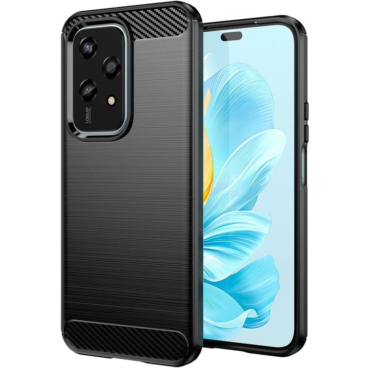 Кейс за Honor 200 Lite Carbon Liquid Silicone, черен