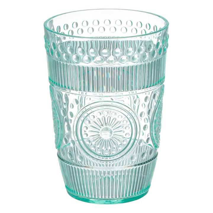 Shopiens® mentazöld műanyag vizespohár, dombornyomott mintával, 430 ml