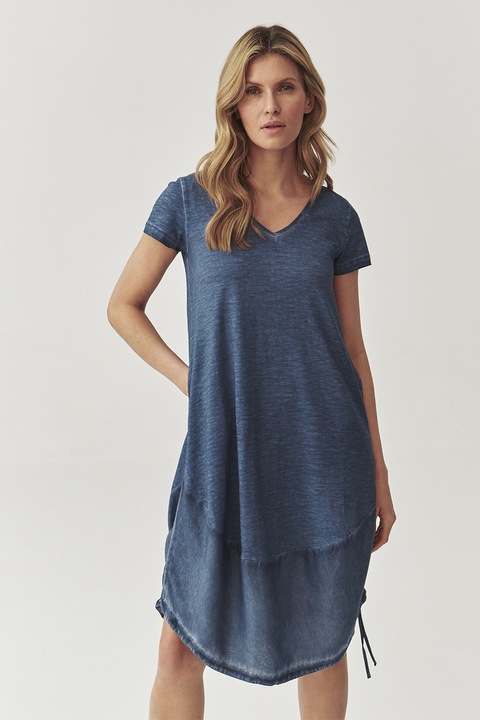 Tatuum, Rochie midi cu decolteu in V, Albastru inchis, S