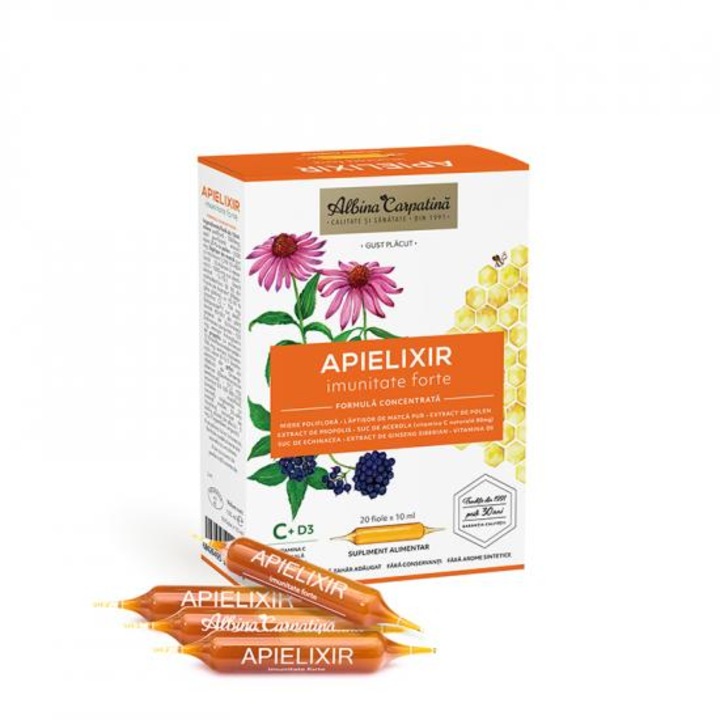 Apielixir imunitate forte, 20 fiole x 10 ml, Apicola