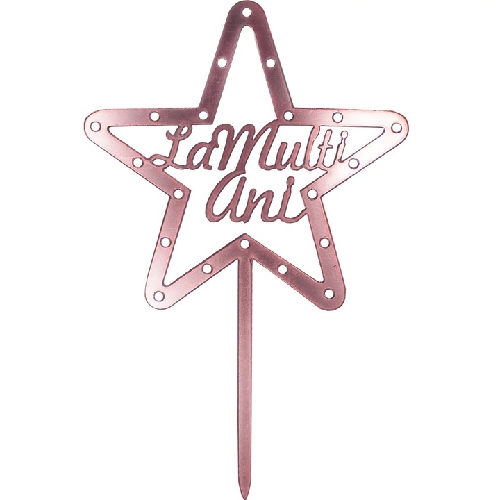 Topper La Multi Ani, cu steluta, Rose gold