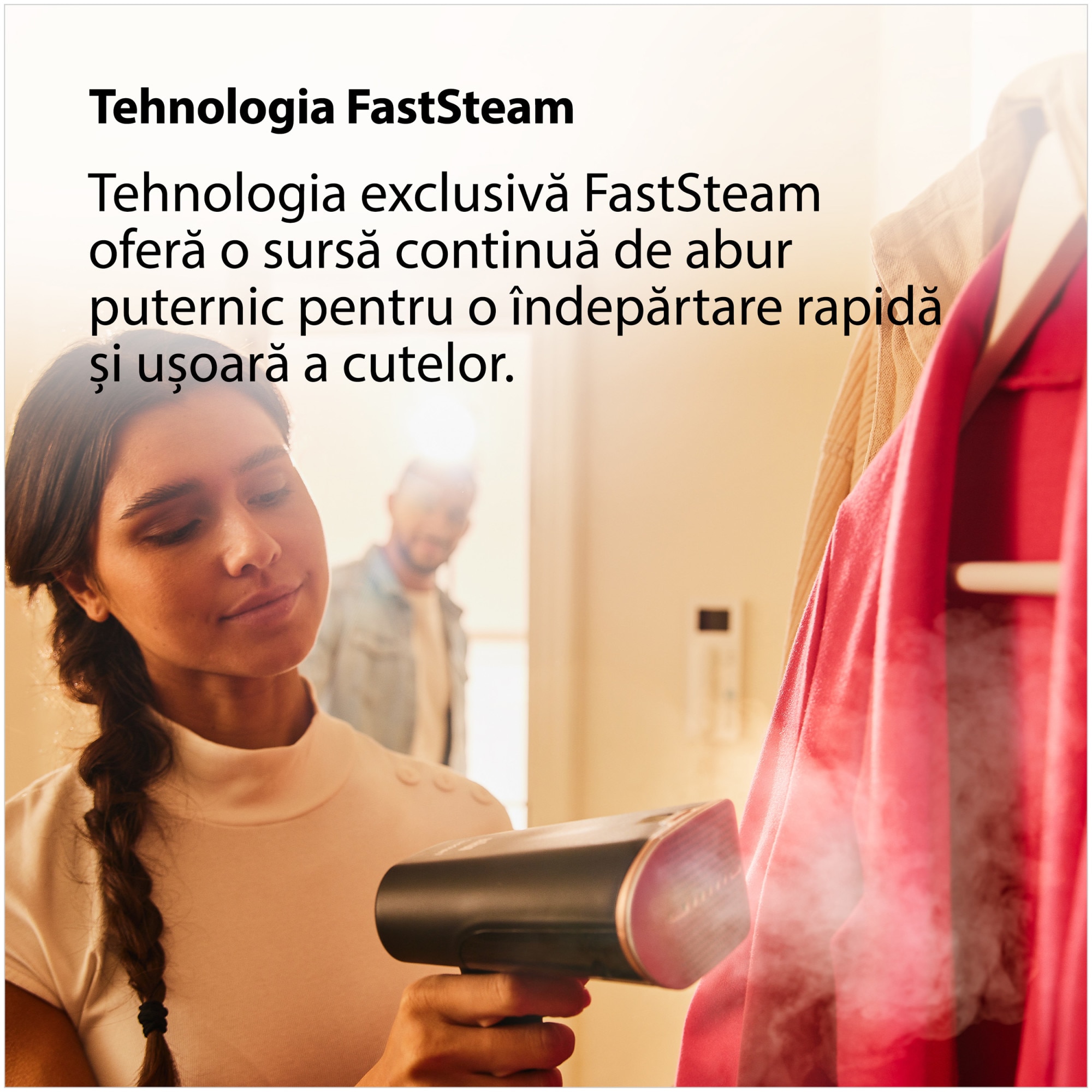 Aparat de calcat vertical cu abur Braun GS7077BK 0X13810102, 1600W, abur variabil 35 g/min, rezervor detasabil 250 ml, sistem ActiClean Easy, talpa ceramica Dual FreeGlide 3D, incalzire rapida 35 sec, perie pentru tesaturi groase, Negru