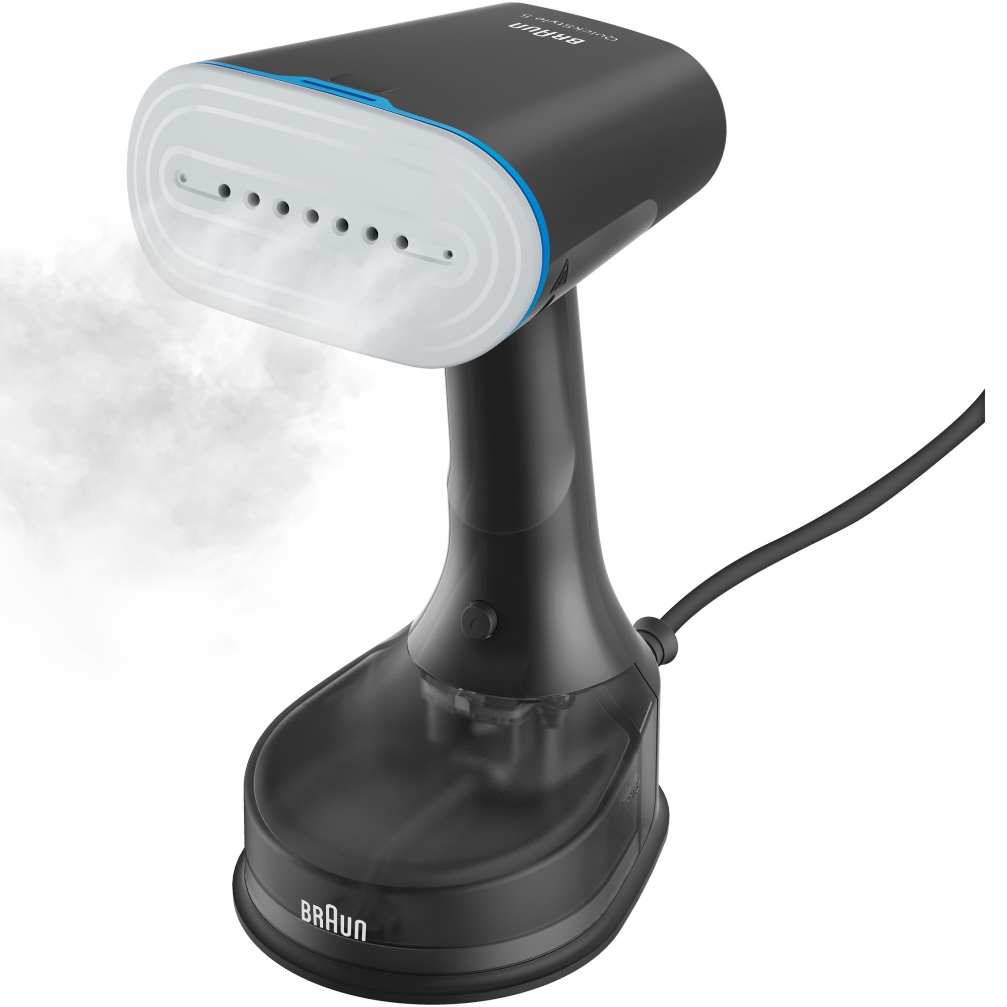 Aparat de calcat vertical cu abur Braun GS5031BL 0X13810101, 1200W, abur variabil 25 g/min, rezervor detasabil 150 ml, talpa Dual FreeGlide 3D, incalzire rapida 45 sec, perie pentr