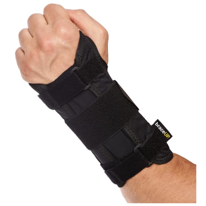 Orteza pentru incheietura BraceUP, splinta metalica, mana stanga, marimea L/XL 19-23 cm, negru