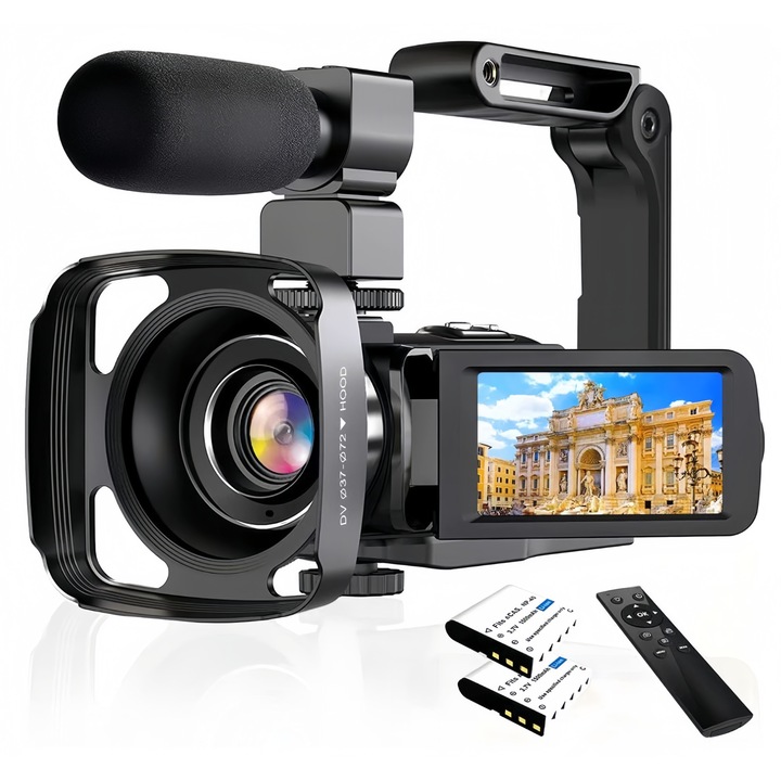 Videokamera, 64 mpx, 30 fps, 4K Ultra HD, 3.0", 48M, 16x zoom, kártya, fekete