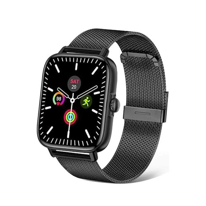 Bratara inteligenta SANFACE, monitorizare ritm cardiac si tensiune arteriala, apel de urgenta SOS, 1.3 inch, unisex