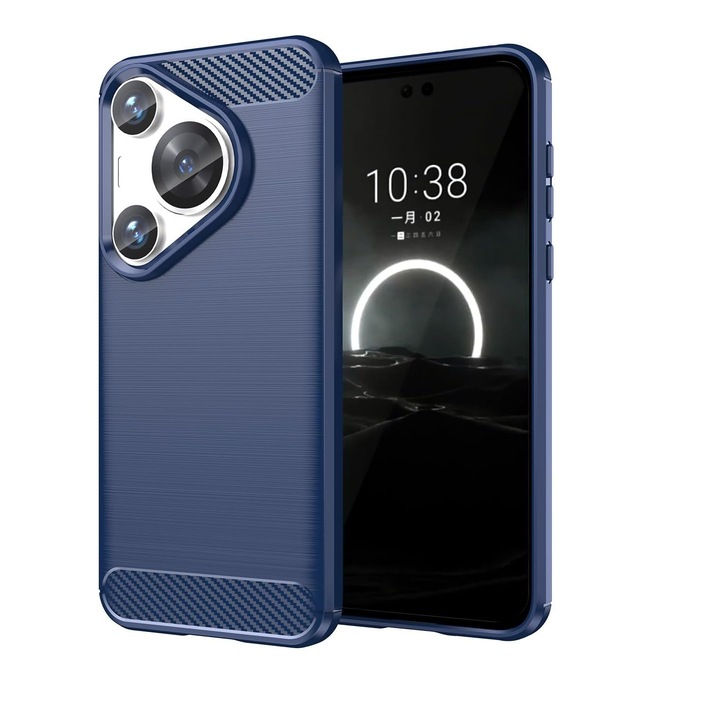 Кейс за Huawei Pura 70 Ultra Techsuit карбонов силиконов син