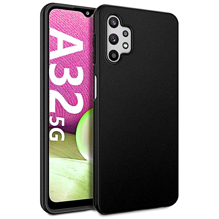 Husa Protectie Premium pentru Samsung Galaxy A32 / A32 5G Silicon Negru Interior Microfibra SprintMag®