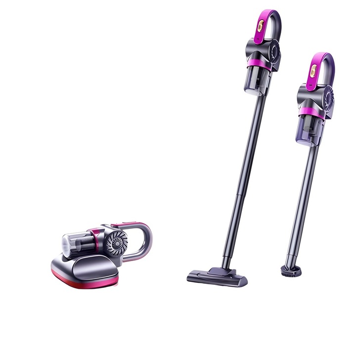 Aspirator profesional antiacarieni, 4 in 1, cu functie de aspirare, fara fir, fitru HEPA, 2000 mAh, 11 000Pa, violet