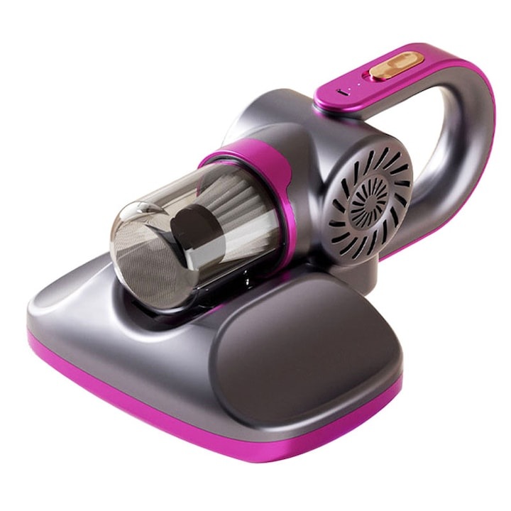 Aspirator profesional antiacarieni, 4 in 1, cu functie de aspirare, fara fir, fitru HEPA, 2000 mAh, 11 000Pa, violet