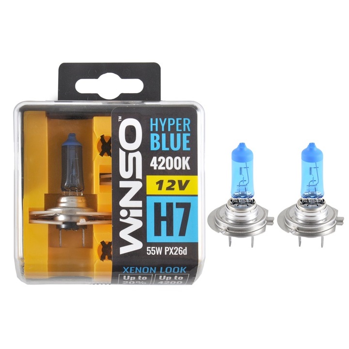 Bec Halogen Winso Hyper Blue H7 - 12V, 55W PX26d 4200K Set 2 buc