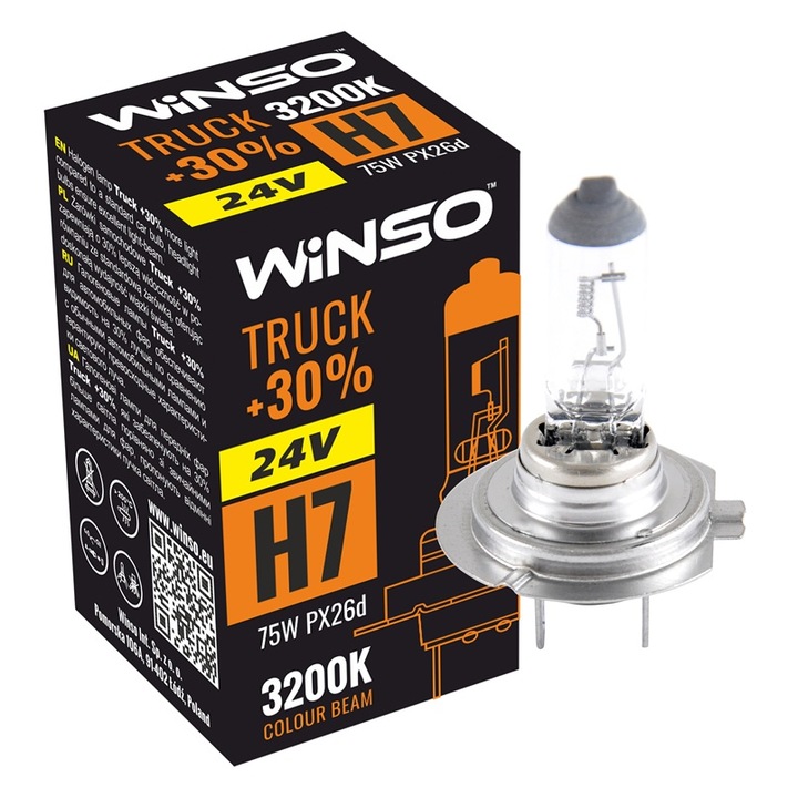 Bec Halogen Winso Truck +30% H7 - 24V, 75W PX26d 3200K