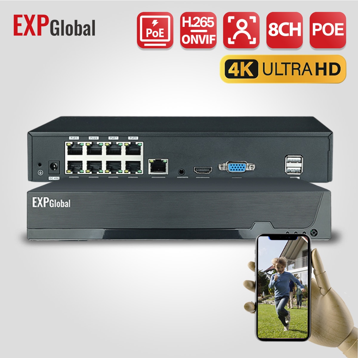 Kit Supraveghere Video, EXPGlobal，8 Camere 5MP Full Color, Viziune ...