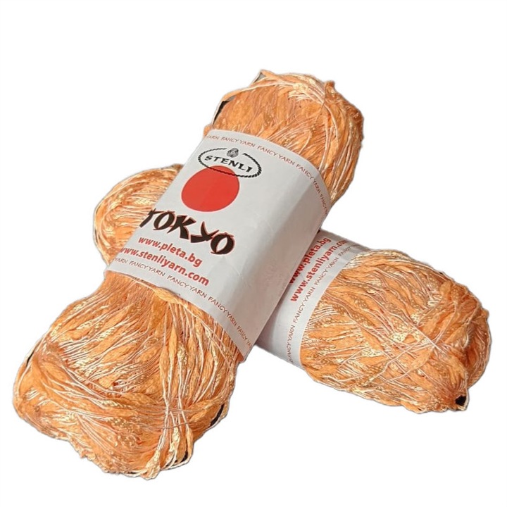 Set 2 buc fir textil Stenli Tokyo 329 portocaliu, 100gr/330m bobina