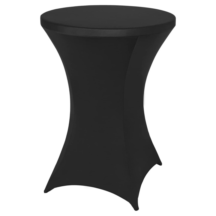 Husa masa evenimente, NEVERMORE, husa elastica, pentru masa cocktail, poliester, forma rotunda, Diametru 80 cm, Inatime 110 cm, Negru