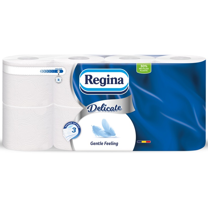 Hartie igienica Regina Delicate Gentle, 3 straturi, 8 role