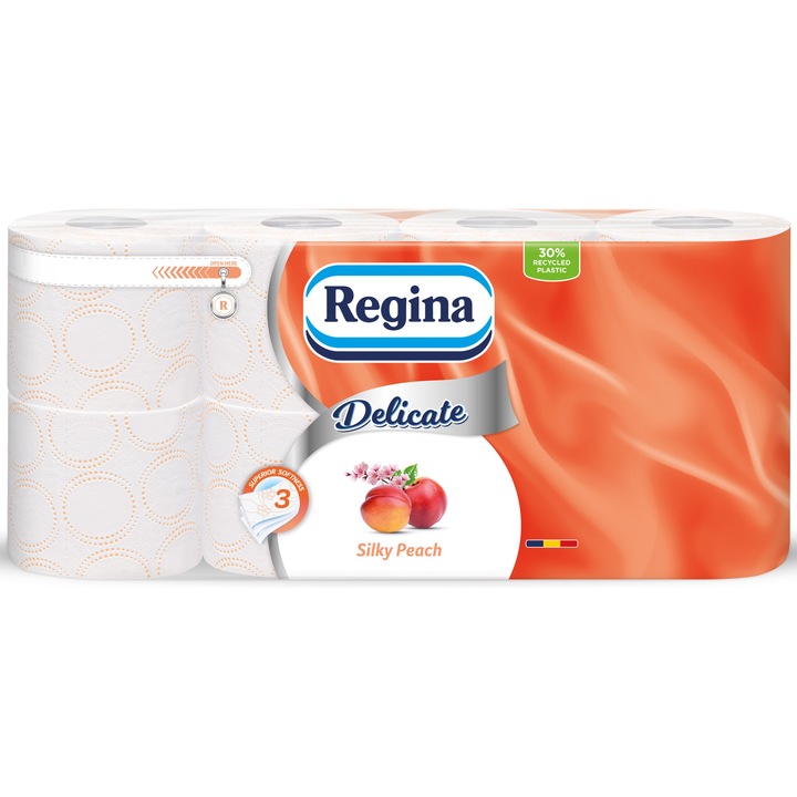 Hartie igienica Regina piersica, 3 straturi, 8 role