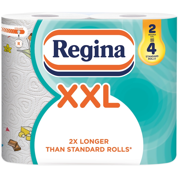 Prosop bucatarie Regina XXL decorate, 2 role, 2 straturi