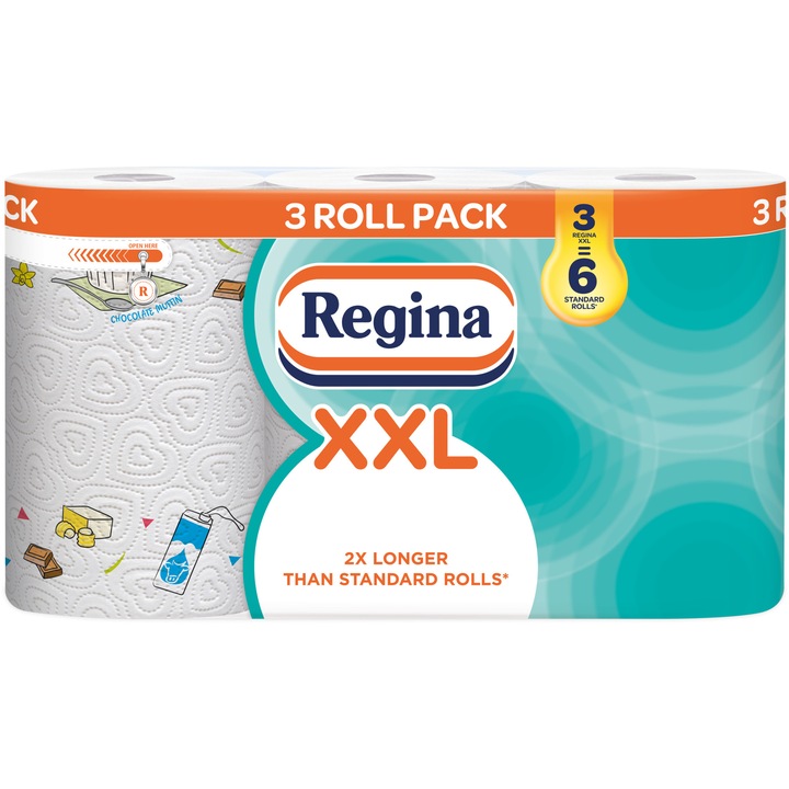 Кухненска хартия Regina XXL Decorated 2+1, 3 ролки, 2 пласта