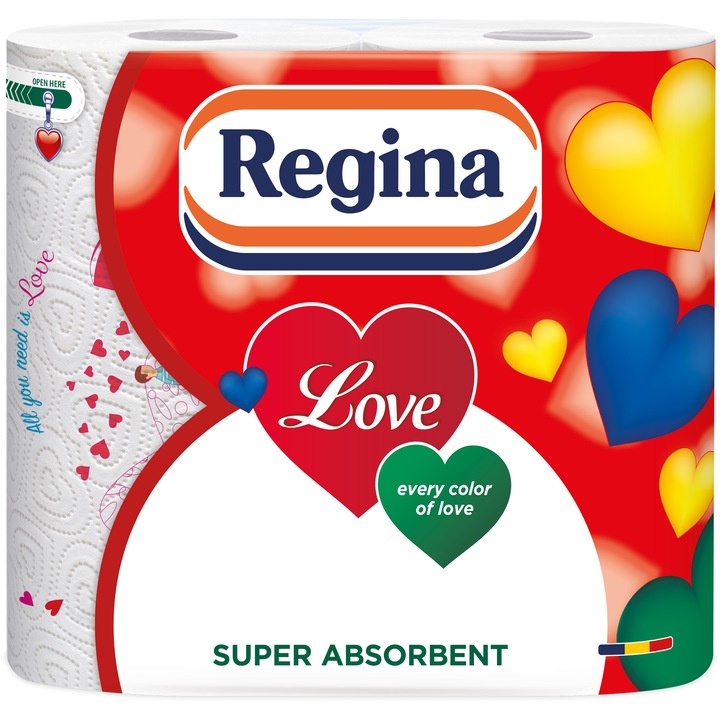 Кухненска хартия Regina Love Decorated, 2 ролки, 3 пласта