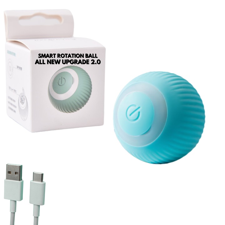 Ball Cats, Kutyák, Interaktív 360°-os forgatás, LED-es lámpák, továbbfejlesztett akkumulátor, 2.0-s verzió, SMART GADGETS C&A, USB-kábel, kék