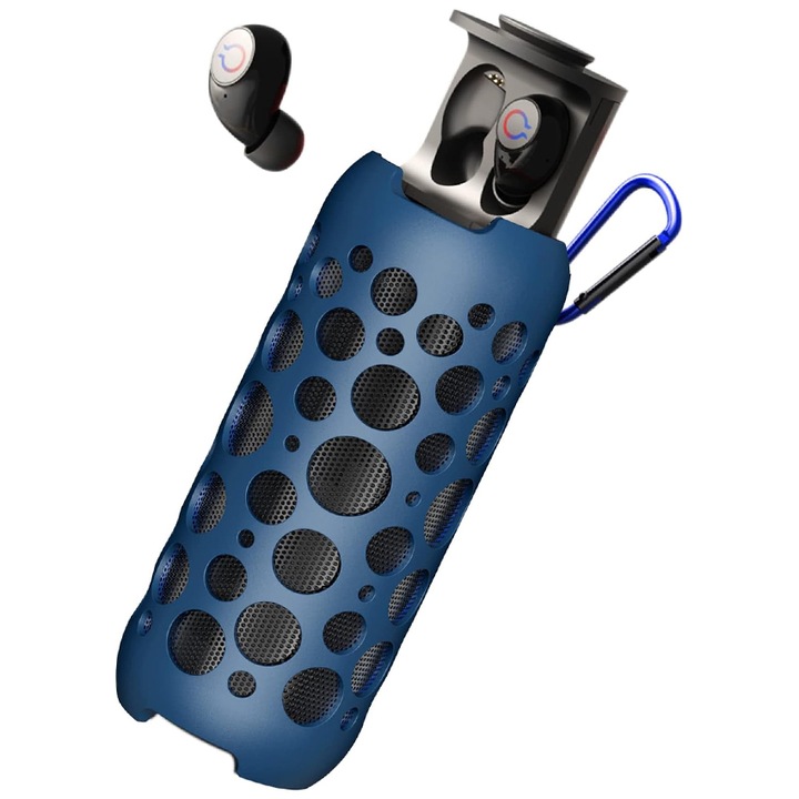 Преносима колонка Chucai с bluetooth слушалки, HI-FI стерео, 360 съраунд, 1200mAh, синя