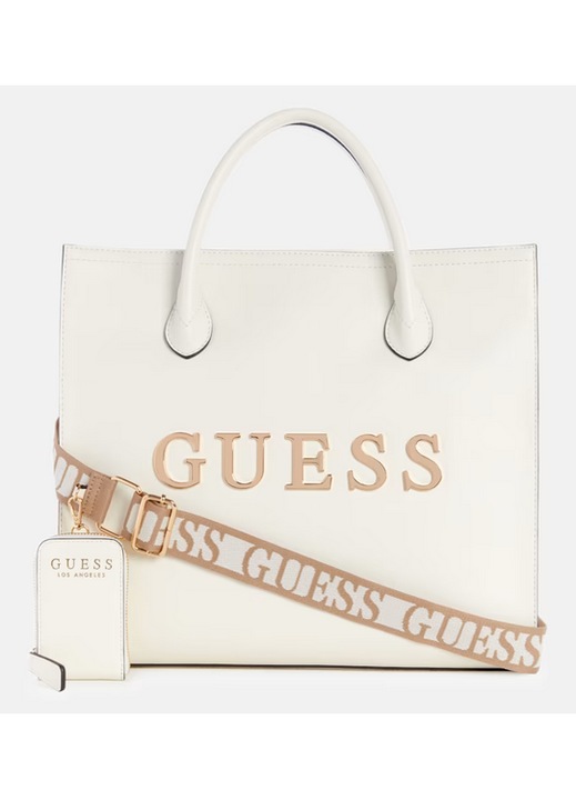GUESS Caracara táska, krémfehér, 37x32x115cm