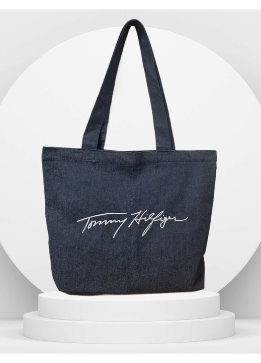 Geanta Tommy Hilfiger Shopper, albastru, 46x34x14cm