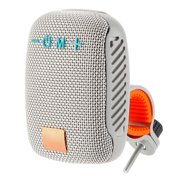 Boxa portabila cu suport fix, Chucai, Wireless, Pentru bicicleta, Drumetii, Sport, hands-free, Bluetooth 5.3, 500mAh, TF, Waterproof IPX5, Gri, 5x10x7.2cm