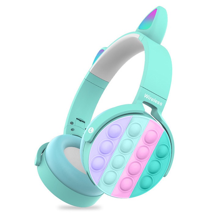 Безжични слушалки Chucai, котешки уши, Bluetooth 5.0, сгъваеми, многоцветни, свободни ръце
