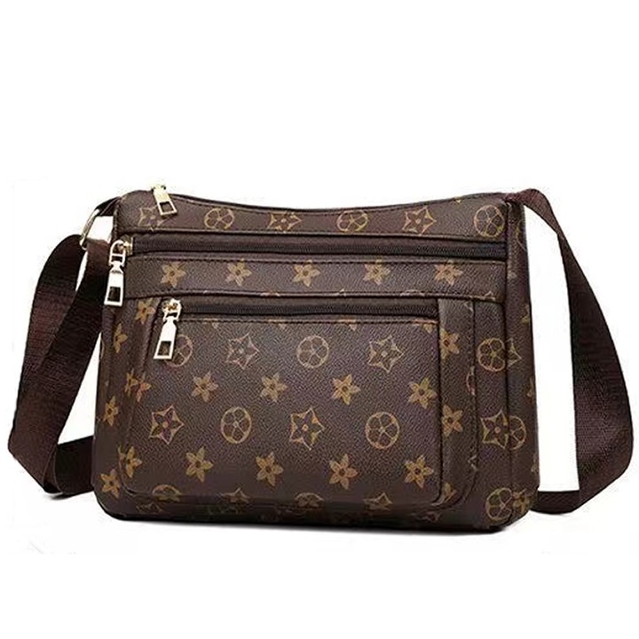 Crossbody táska, DOLANO, vintage, barna, 26x8x19cm