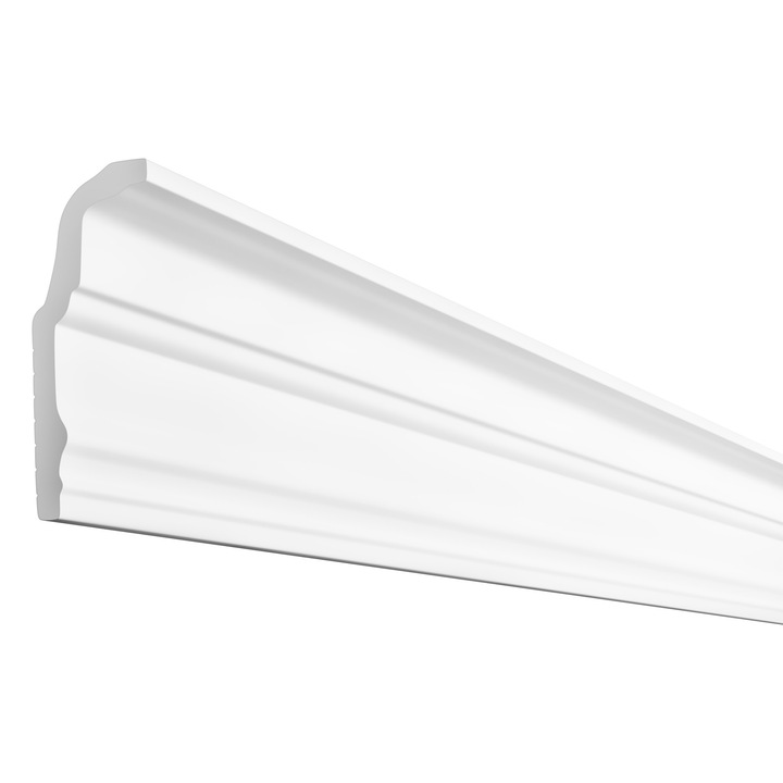 Cornisa decorativa lavabila din polistiren extrudat PLINTEX, J30-70, pentru tavan, 30x70x2000 mm, stil Modern, alba