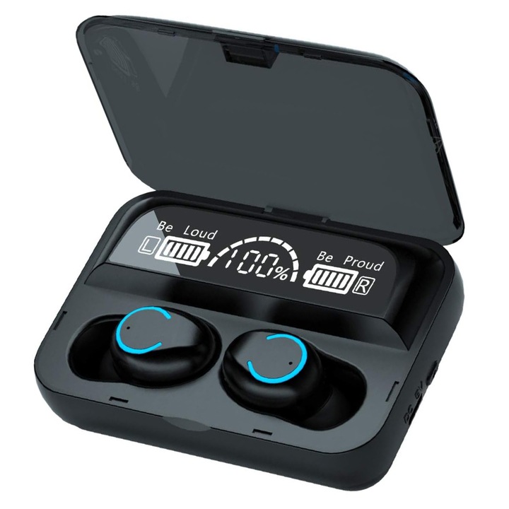 Безжични слушалки Chucai, Bluetooth 5.1, сензорно управление, IPX7, черни, 12x6x2,5 cm