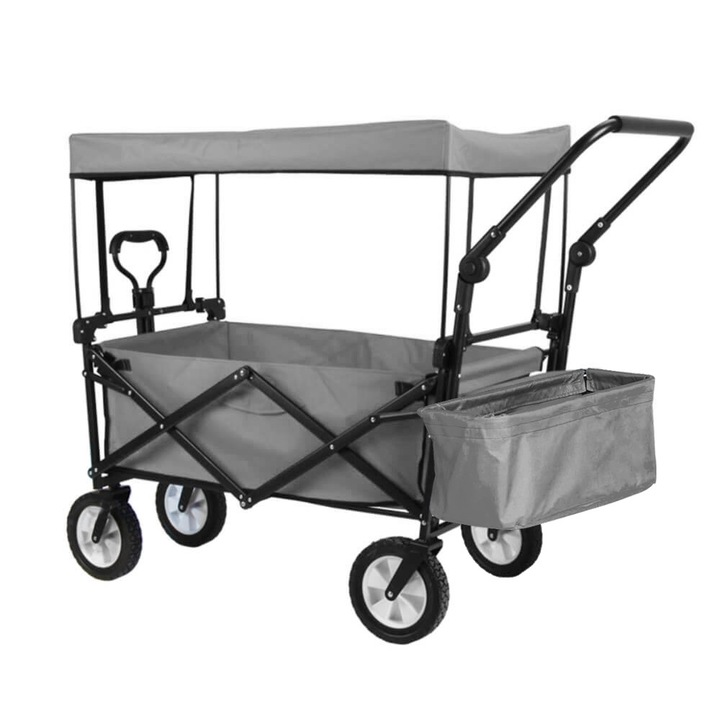 Количка с покрив Timeless Tools, Сгъваема, За дърпане-бутане, за свободното време, Сива