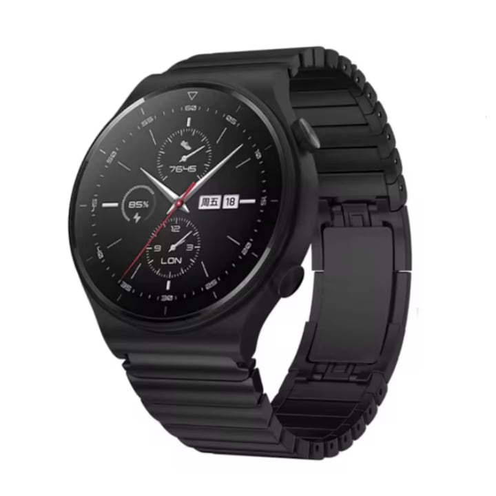 Гривна, съвместима с Samsung Gear S3 / Galaxy Watch 46mm / 3 45mm / Huawei Watch GT 2 46mm / GT 2 Pro / GT 3 46mm / GT 4 46mm / Xiaomi Mi Watch / Amazfit GTR / GTR 2 / GTR 3 / GTR 4, каишка Best Аксесоари, 22мм, черни