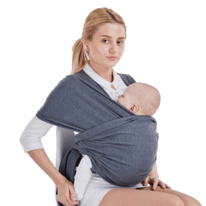 Ергономичен кош за новородено, MzcrJosv®, Дизайн за кърмене, Регулируем, Универсален размер за всички, 0-36 месеца, Тъмносив