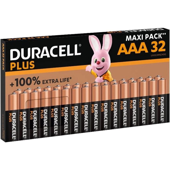 Baterii Duracell Plus AAA MEGAPACK de 32 buc