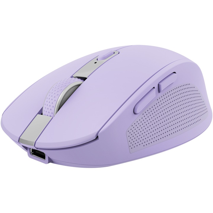 Безжична мишка Trust OZAA, тиха, компактна, Bluetooth + 2.4GHz, 800-3200 DPI, лилава