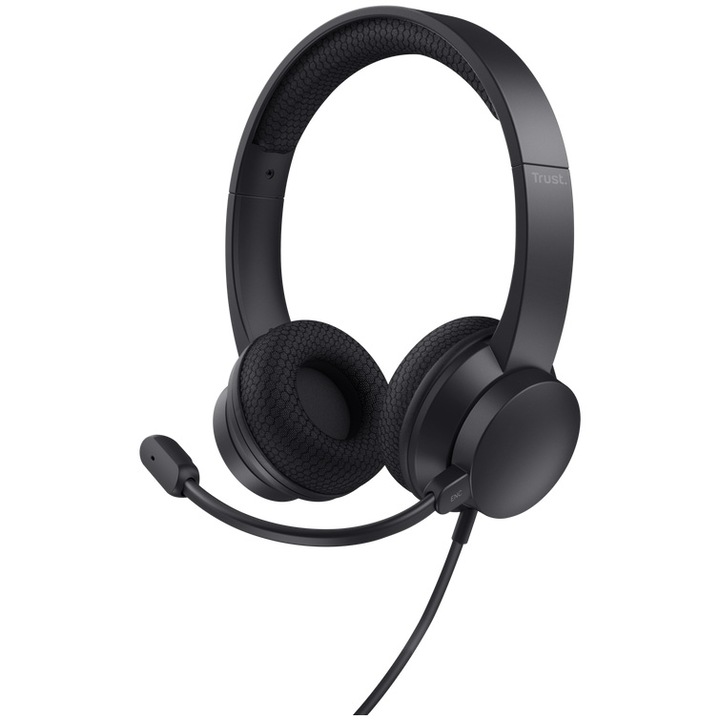 Слушалки Trust HS-260, Регулируема лента, USB, Черен