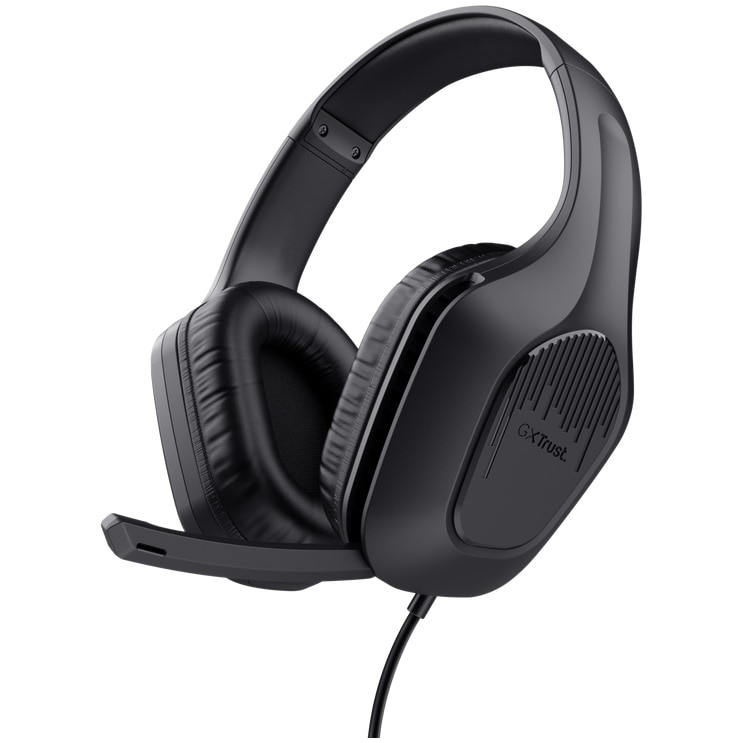 Casti Gaming cu fir Trust GXT415P ZIROX, drivere 50mm, microfon pliabil, compatibil PC, PS4/PS5/Xbox, cablu 2m, negru