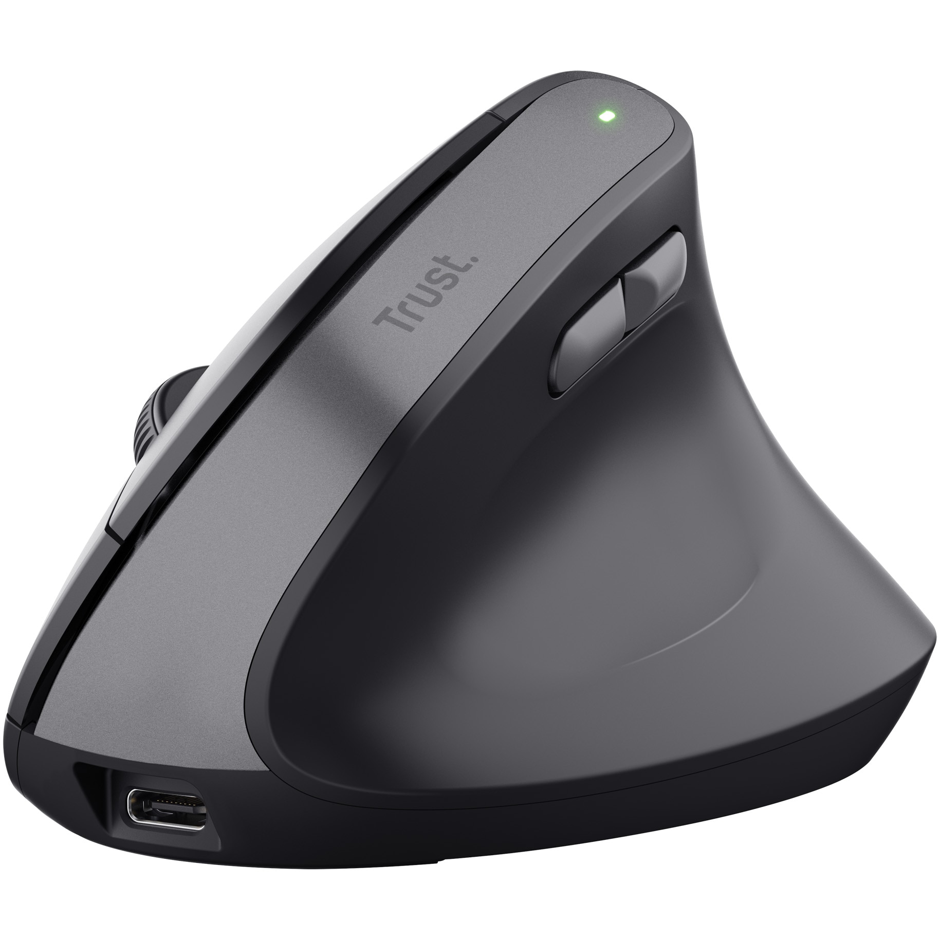 Mouse Wireless Ergonomic Trust Bayo V2, silent click, 800-2400 DPI, reincarcabil USB-C, Negru