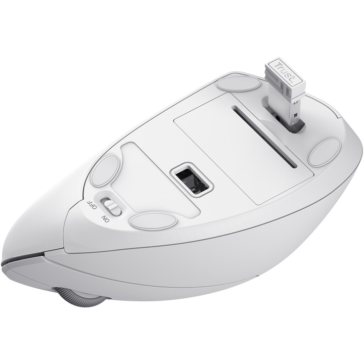 Mouse Wireless Trust VERTO, 800/1200/1600 DPI, cablu 1.5 m, Alb