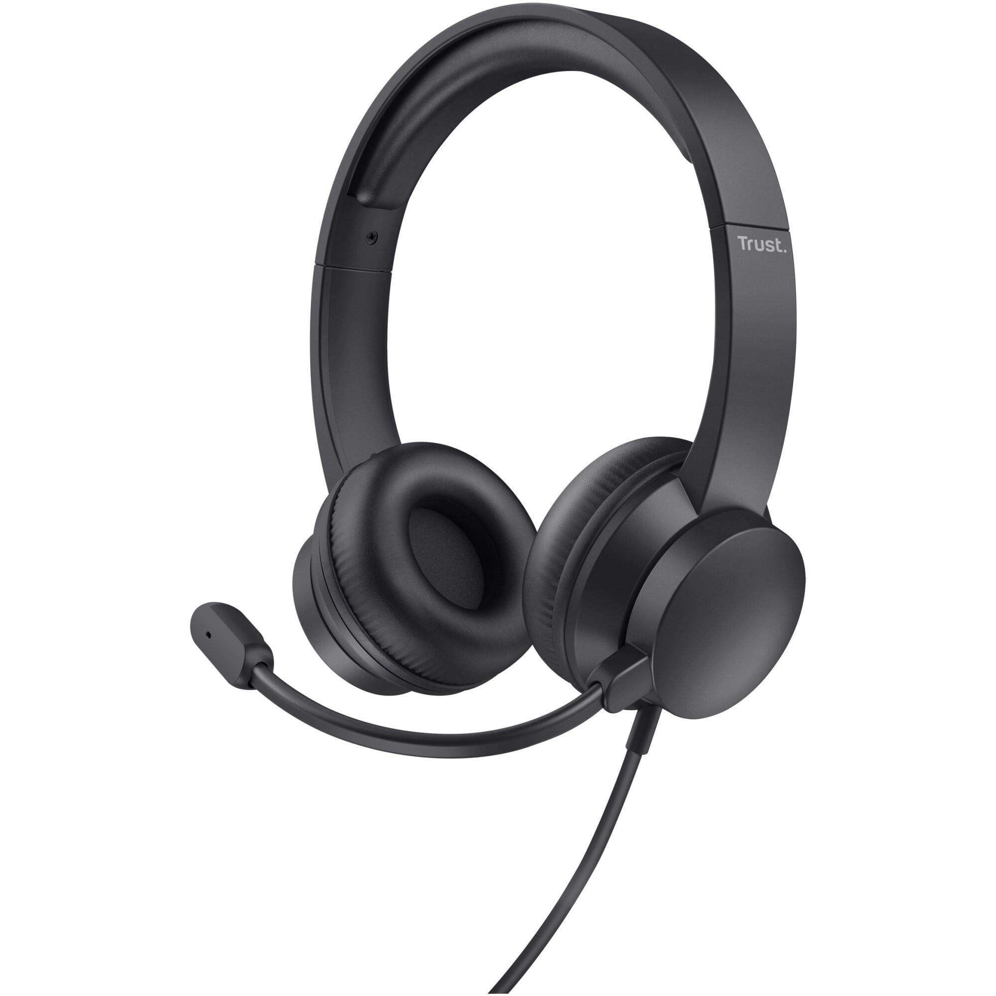 Casti PC Trust Ayda, microfon, selector volum, USB-A, cablu 1,8 m, Negru