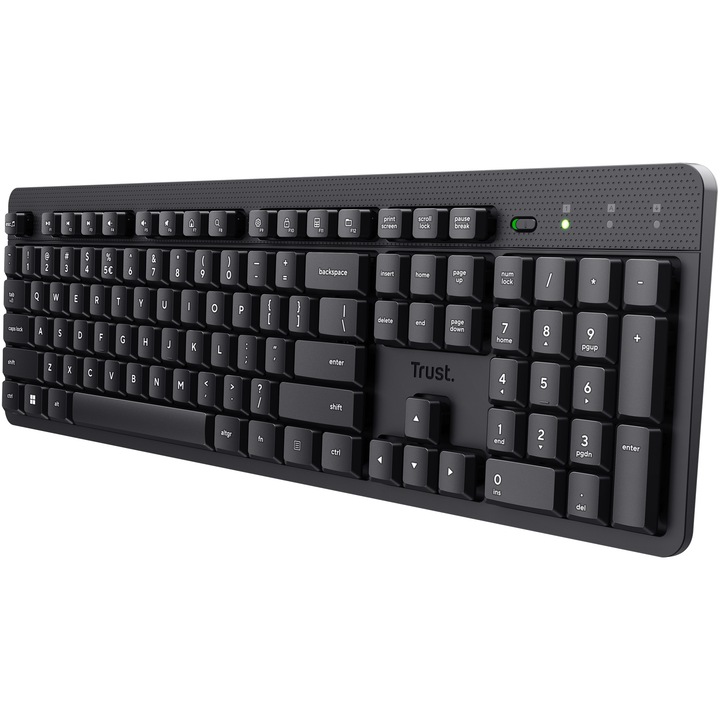 Tastatura Wireless Silentioasa Trust ODY V2, rezistenta la scurgeri, Negru