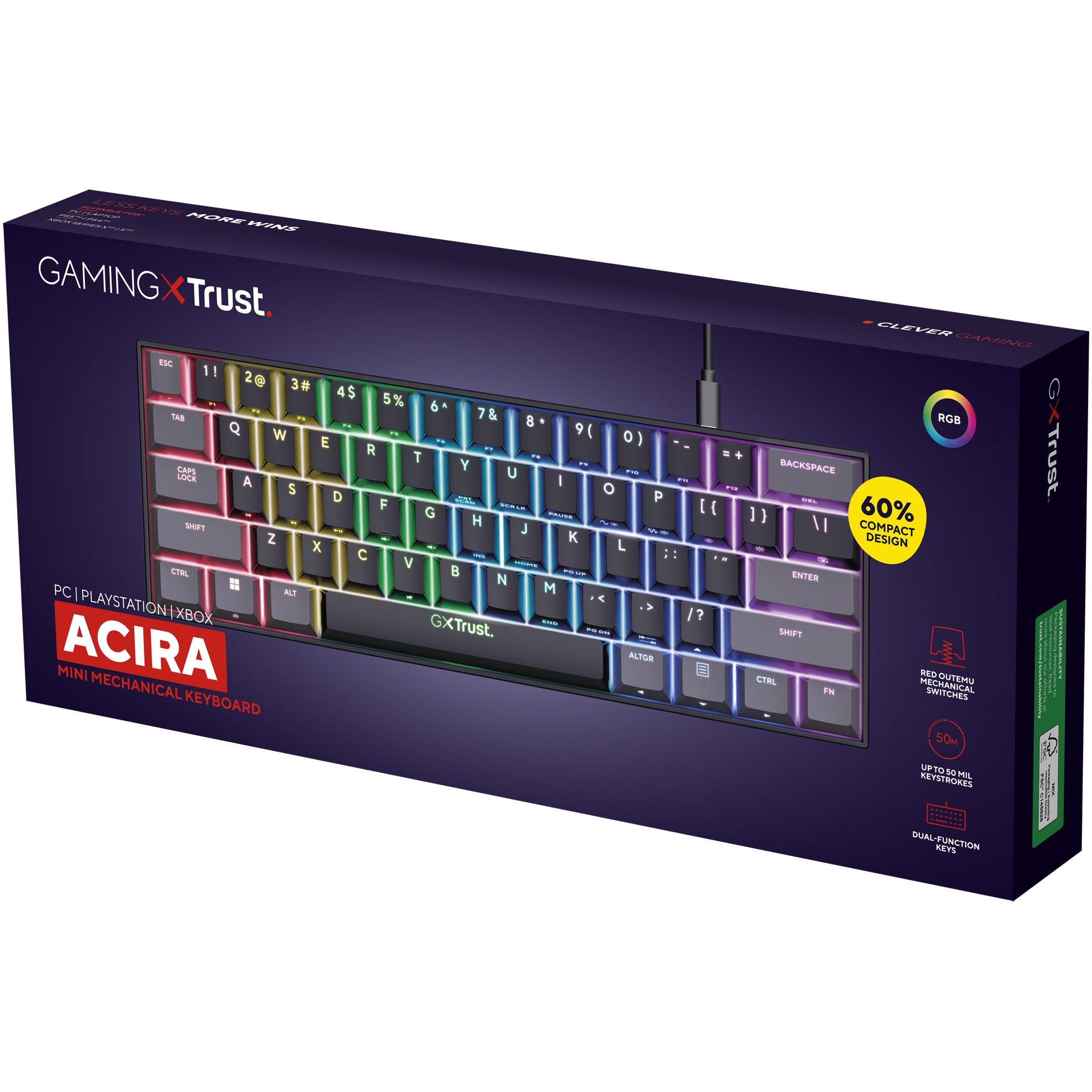 Tastatura Gaming Mecanica ultracompacta Trust GXT867 ACIRA 60