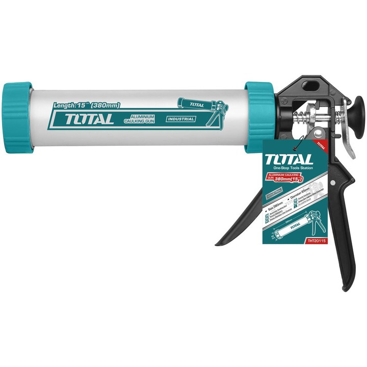 Pistol pentru silicon 15" Total THT20115, maner aluminiu, (industrial)