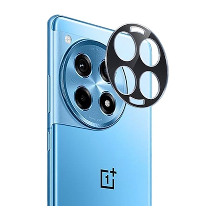 Kameralencsevédő fólia OnePlus 12R-hez, Optim Solution, Biztonságos üveg az objektívhez, Kameravédelem, Clear HD Ultra technológia, erősebb adszorpció, tokbarát, fekete
