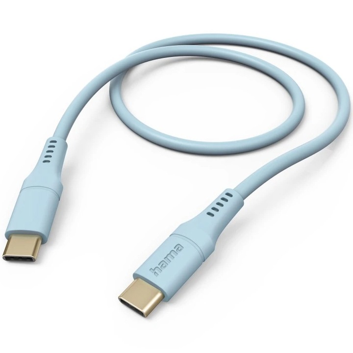 Cablu de incarcare „Flexible”, Hama USB-C - USB-C, 1,5 m, silicon, albastru