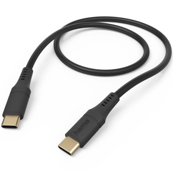 Cablu de incarcare „Flexible”, Hama USB-C - USB-C, 1,5 m, silicon, negru