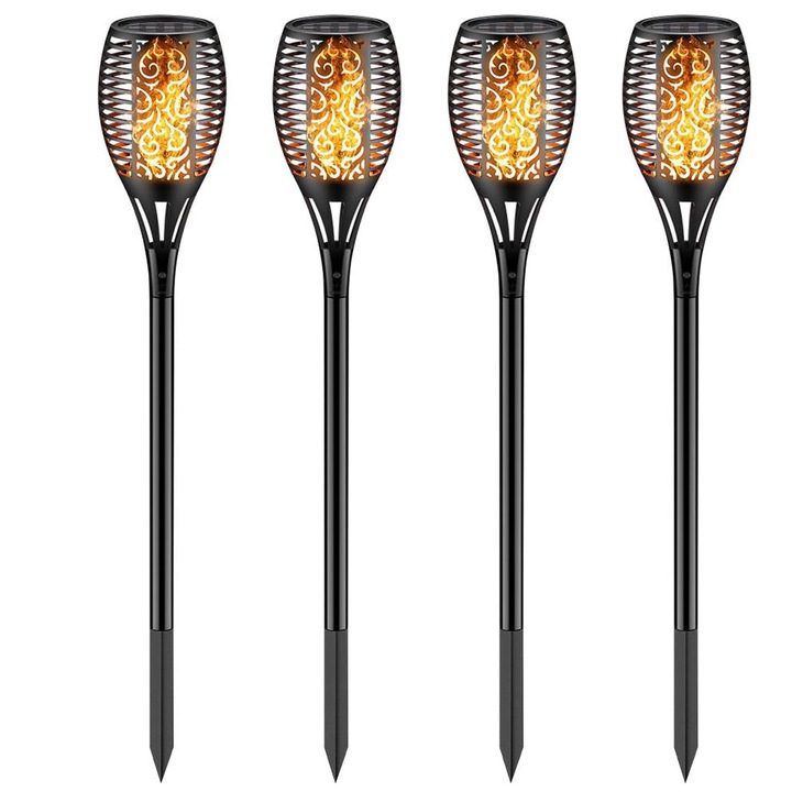 Set 4 Lampi Solare Tovbmup, 33 LED, Lumina Palpaitoare, IP65, 72cm